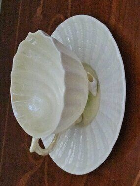 RARE ANTIQUE VINTAGE BELLEEK IRISH NEPTUNE PORCELAIN CORAL SHELL TEA COFFEE CUP